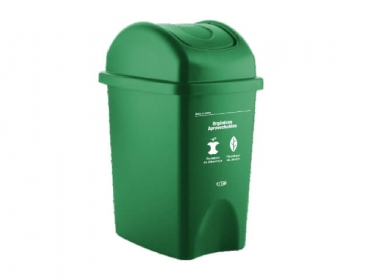 Papelera Tapa Vaivn 10 Litros Verde Residuos Orgnicos y Aprovechables Estra 4-104250