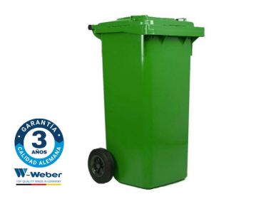 Contenedor de Basura con Ruedas 180 Litros Verde Weber