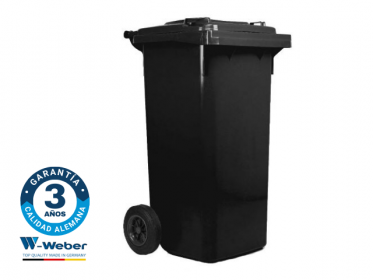 Contenedor de Basura con Ruedas 180 Litros Negro Weber 