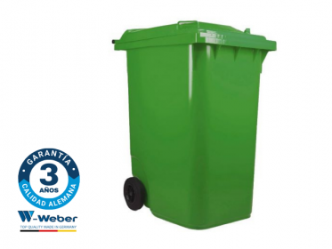 Contenedor de Basura con Ruedas 360 Litros Verde Weber