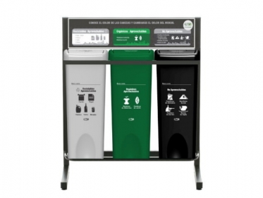 Punto Ecolgico 35 Litros Con Tablero 3 Puestos (Blanco, Verde, Negro) Estra 