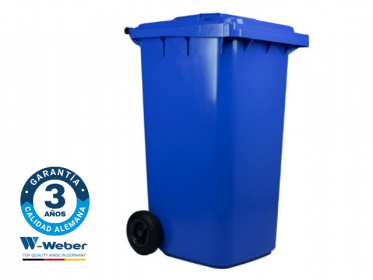 Contenedor de Basura con Ruedas de 240 Litros Azul Weber