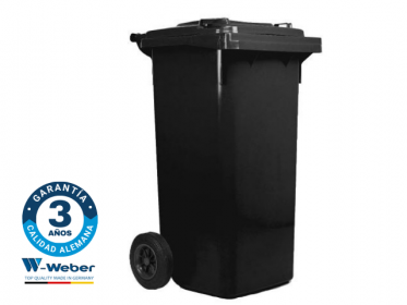 Contenedor de Basura con Ruedas 120 Litros Negro Weber