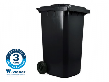 Contenedor de Basura con Ruedas 240 Litros Negro Weber