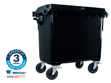 Contenedor de Basura con Ruedas 660 Litros Negro Weber