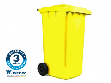 Contenedor de Basura con Ruedas 240 Litros Amarillo Weber