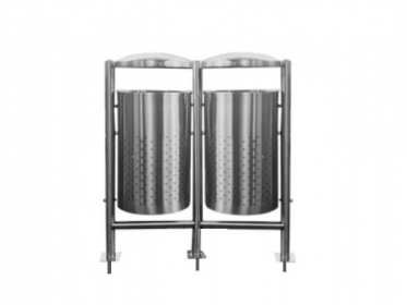 Punto Ecolgico en Acero Inoxidable 75 Lts Barcelona 2 puestos Con Techo