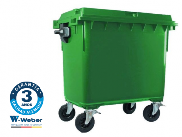 Contenedor de Basura con Ruedas 660 Litros Verde Weber