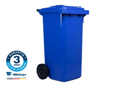 Contenedor de Basura con Ruedas de 120 Litros Azul Weber