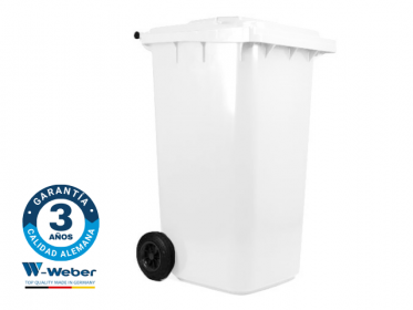 Contenedor de Basura con Ruedas 240 Litros Blanco Weber 