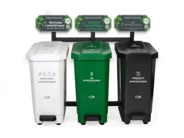 Punto Ecolgico EstraBios 44 Litros 3 Puestos (Blanco,Verde, Negro) 