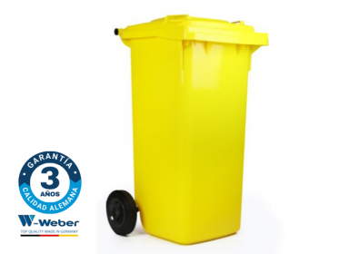 Contenedor de Basura con Ruedas 120 Litros Amarillo Weber
