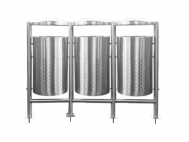Punto Ecolgico en Acero Inoxidable 75 Lts Barcelona 3 puestos Con Techo