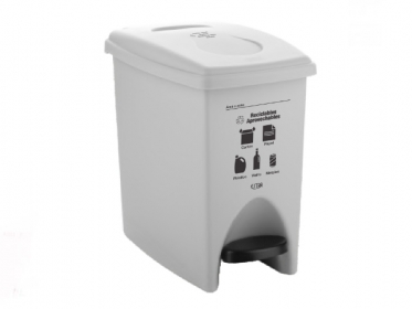 Papelera Pedal 10 Litros Blanca Residuos Reciclables y Aprovechables Estra 4-1042554