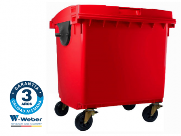 Contenedor de Basura con ruedas 1100 Litros rojo Weber
