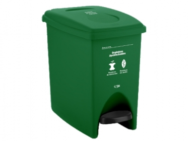 Papelera Pedal 10 Litros Verde Residuos Orgnicos y Aprovechables Estra 4-1042555 