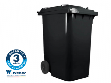 Contenedor de Basura con Ruedas 360 Litros Negro Weber