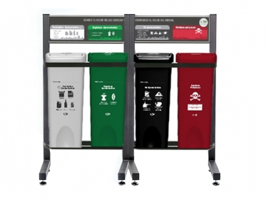Punto Ecolgico 53 Litros Con Tablero 4 Puestos (Verde, Blanco, Verde, Roja) Estra